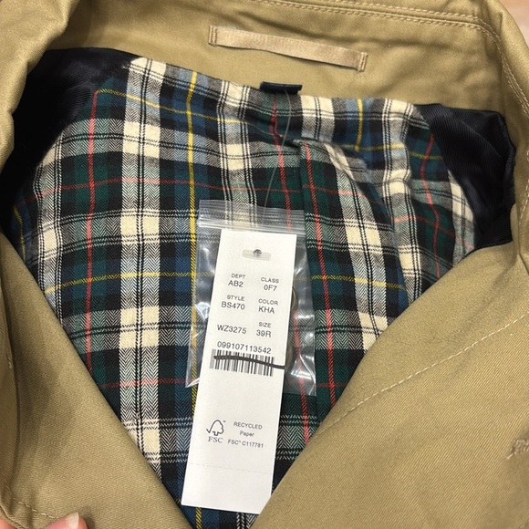 NWT Mens JCrew Ludlow tan trench coat car coat rain jacket cotton Khaki BS470 - Picture 8 of 13